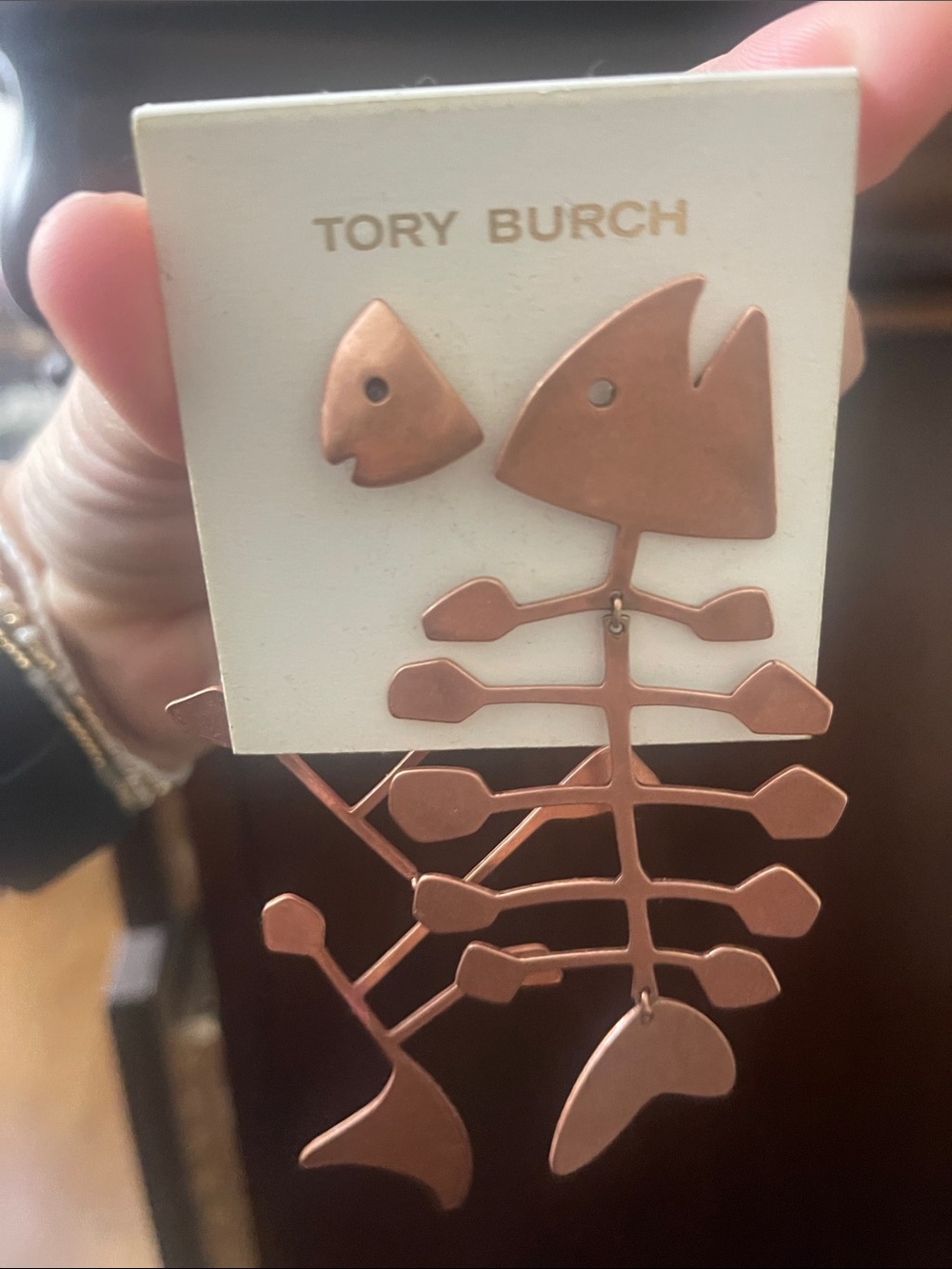 Tory Burch Fish Mismatched Copper Earrings